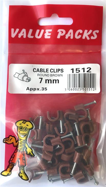 1512 - CCRBR7.0 - Attaches rondes pour câble marron 7,0 mm - 30/Paquet (Approx)