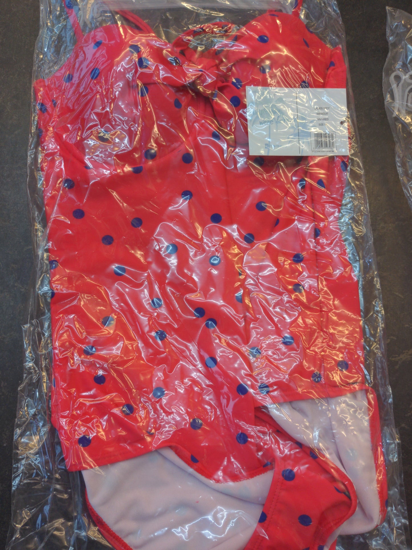 LADIES SIZE 12 SPOT SWIMSUIT RedWith Navy Dots