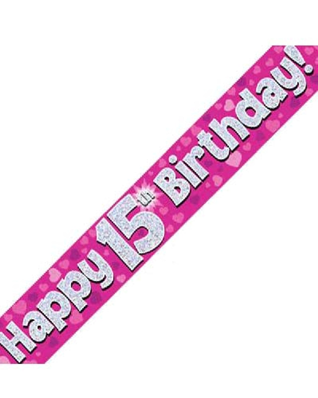 Joyeux 15ème Anniversaire Bannière Holographique Rose