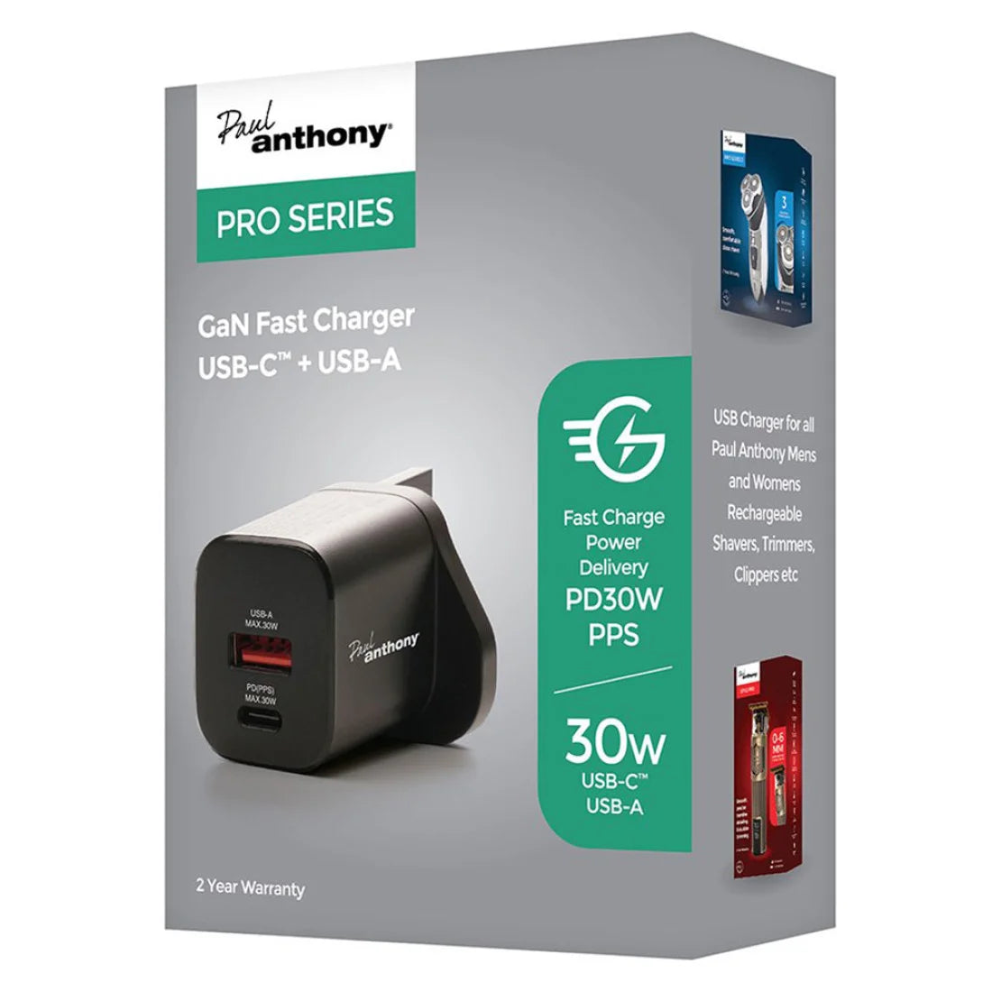 Paul Anthony USB-C + USB-A GaN PD30w Fast Charger