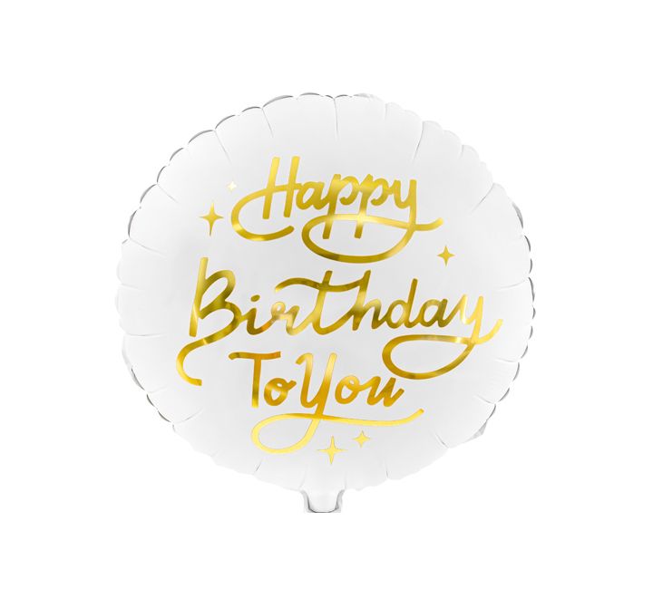 35cm/14in WHITE HAPPY BIRTHDAY TO YOU FOIL BALLOON