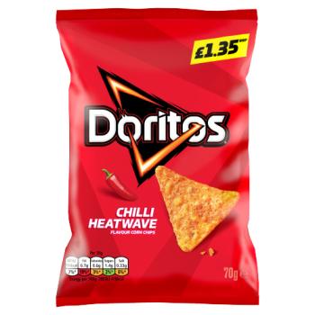 Doritos Chilli Heatwave Tortilla Chips Sharing Bag Crisps 70g PMP RRP £1.35