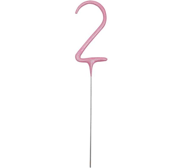 7in NUMERAL 2 PINK GLITZ SPARKLER