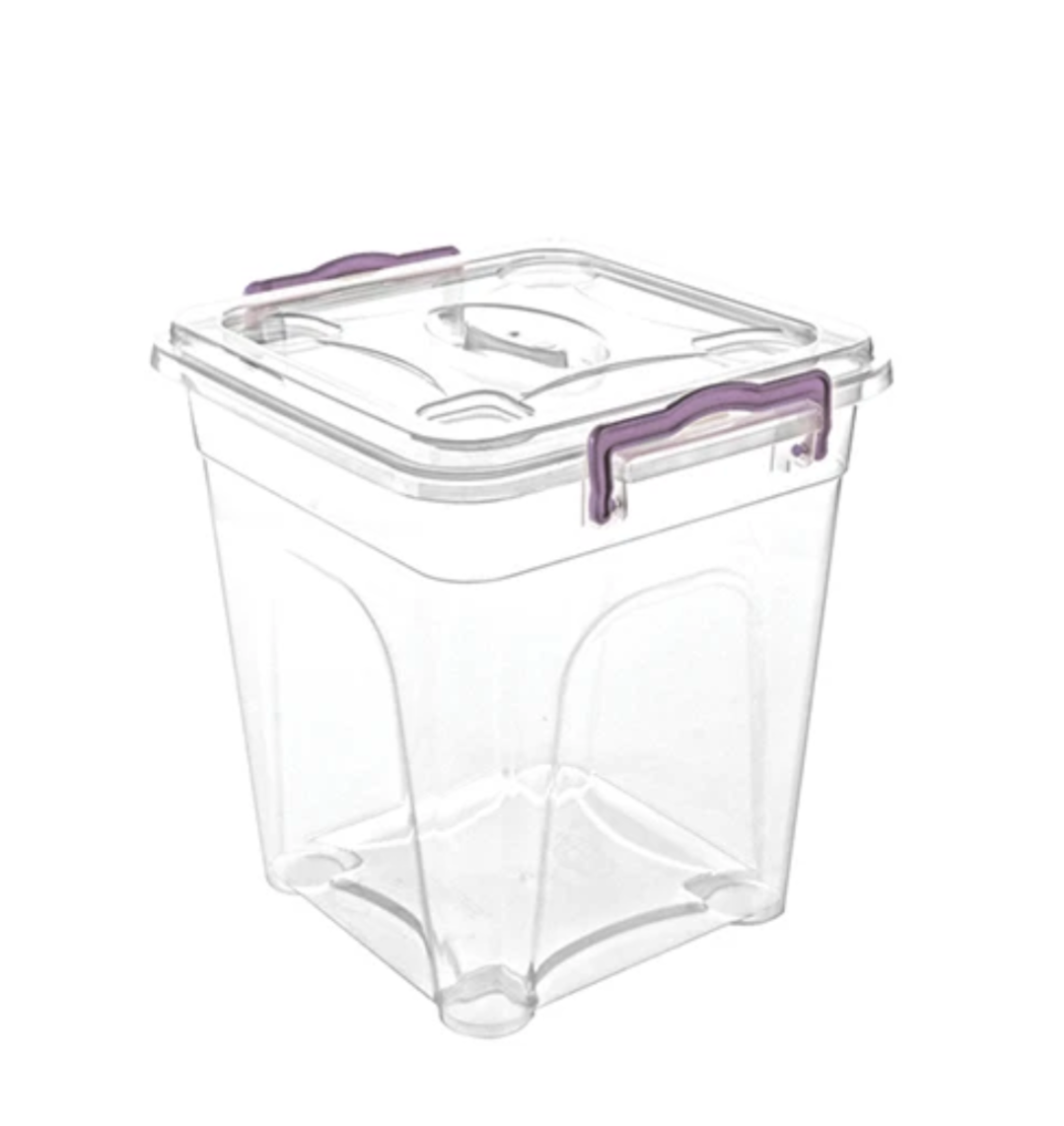 Boîte de rangement en plastique. Boîte transparente avec couvercle transparent. Conteneur de garde-manger 11 litres