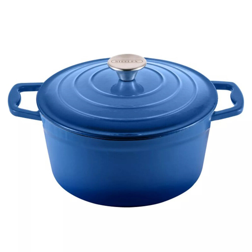 Cast Iron Casserole Dish with Lid Large Cooking Pot Enamelled Hob Induction Oven 20CM
