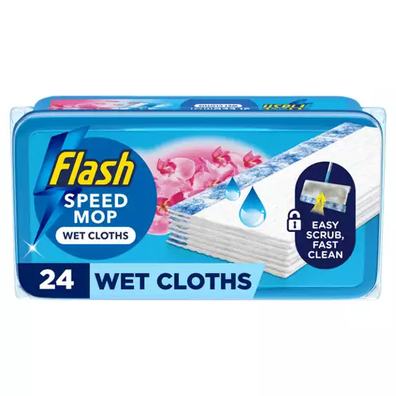 Flash Speedmop Lingettes Nettoyantes Humides Parfum Orchidée Sauvage, 24 Lingettes