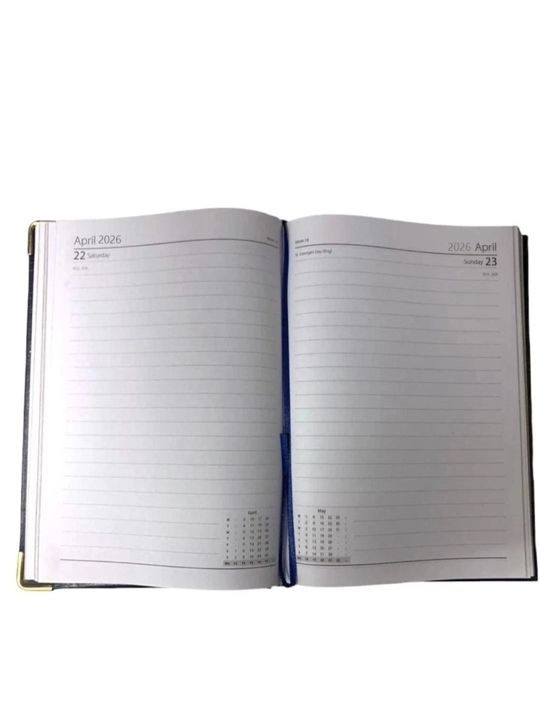 2026 A5 Page A Day Diary Padded with Metal Corner Desk Diary hardback office Assorted Colours