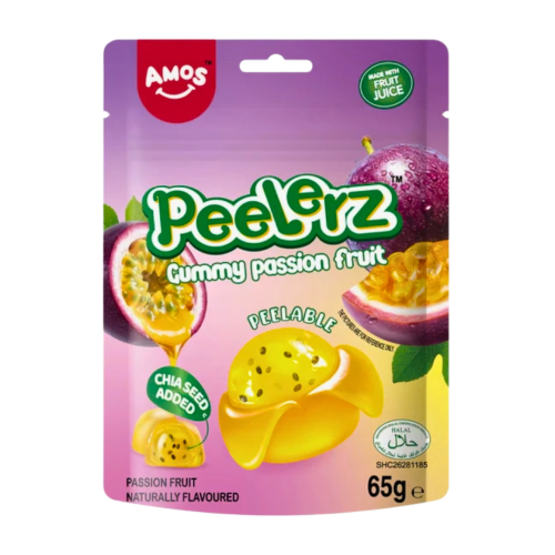 Amos Peelerz Bonbons gélifiés Fruit de la passion Sachet 65 g