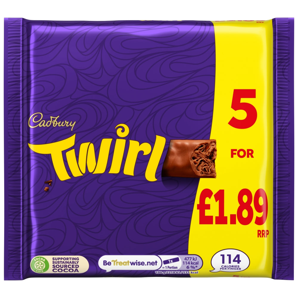 Barre chocolatée Cadbury Twirl Prix recommandé 1,89 £ 5x21,5g (107,5g)