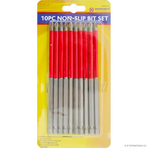 JEU D'EMBOUTS ANTIDÉRAPANTS MARKSMAN 10 PIÈCES 10 embouts de tournevis électriques Philips Pz2 Pozi 150 mm