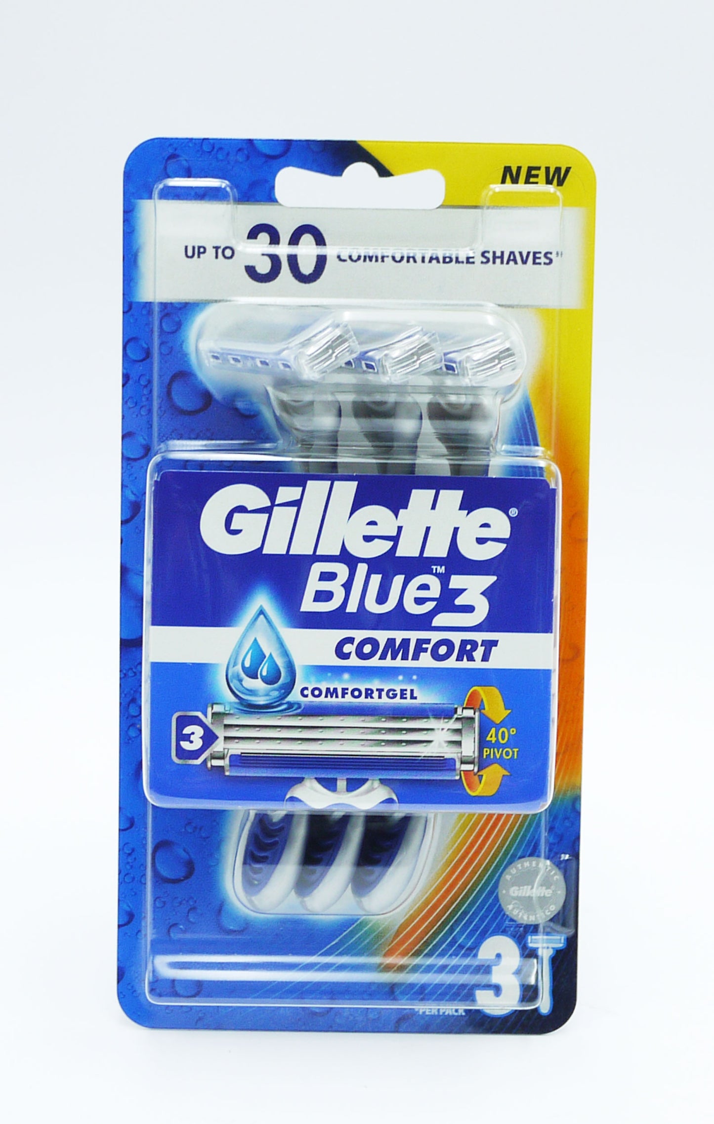 GILLETTE BLUE 3 DISPOSABLE RAZORS COMFORT