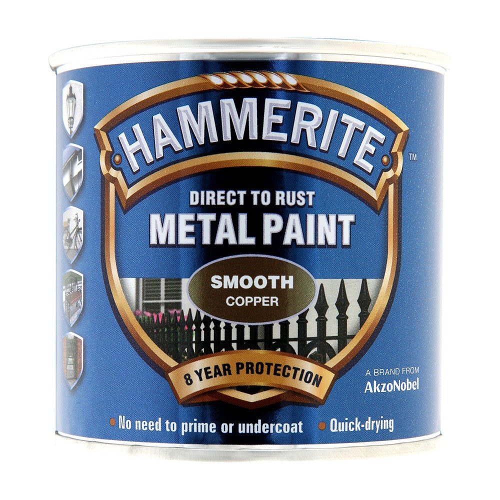 Hammerite Direct to Rust Metal Paint Smooth Finish Copper 250ml