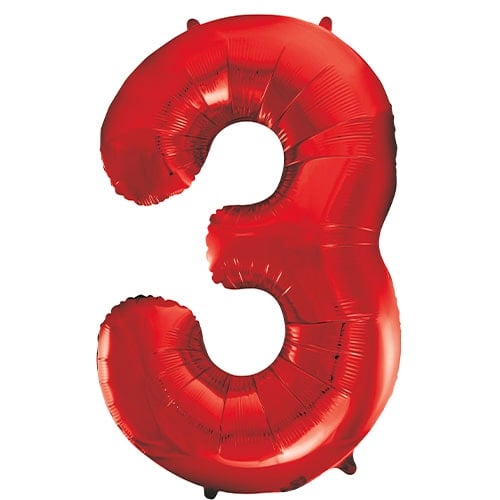 Giant No 3 Helium Air Foil Balloon L40in Red