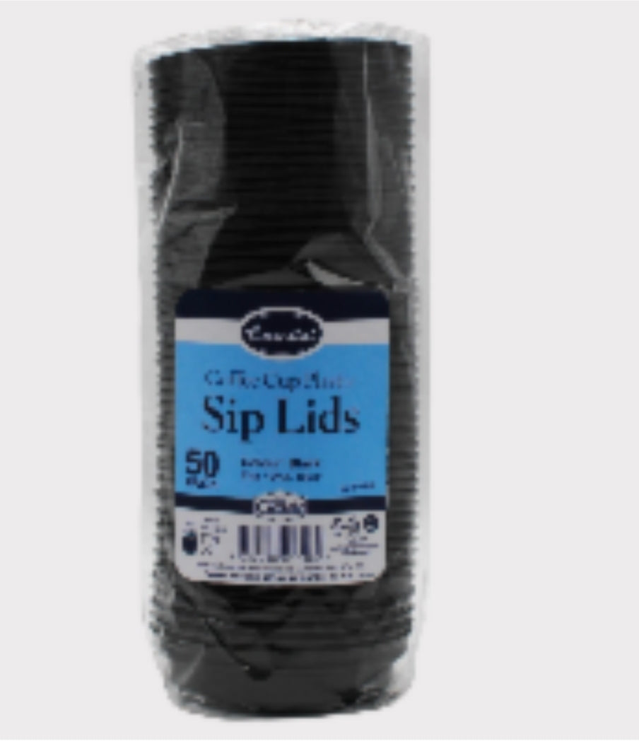 50 couvercles de tasse à café noire de 355 ml