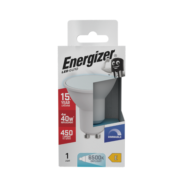 Energizer LED GU10 450lm 4W 6500k (Daylight) Dimmable - Box of 1