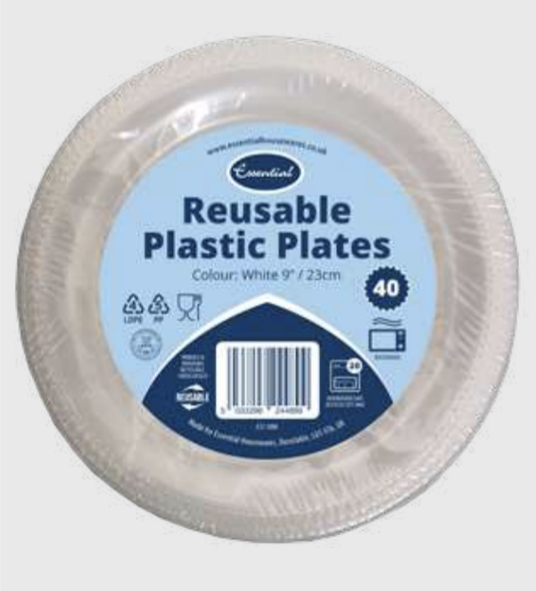 40pk 12oz White Plastic Bowl Reusable