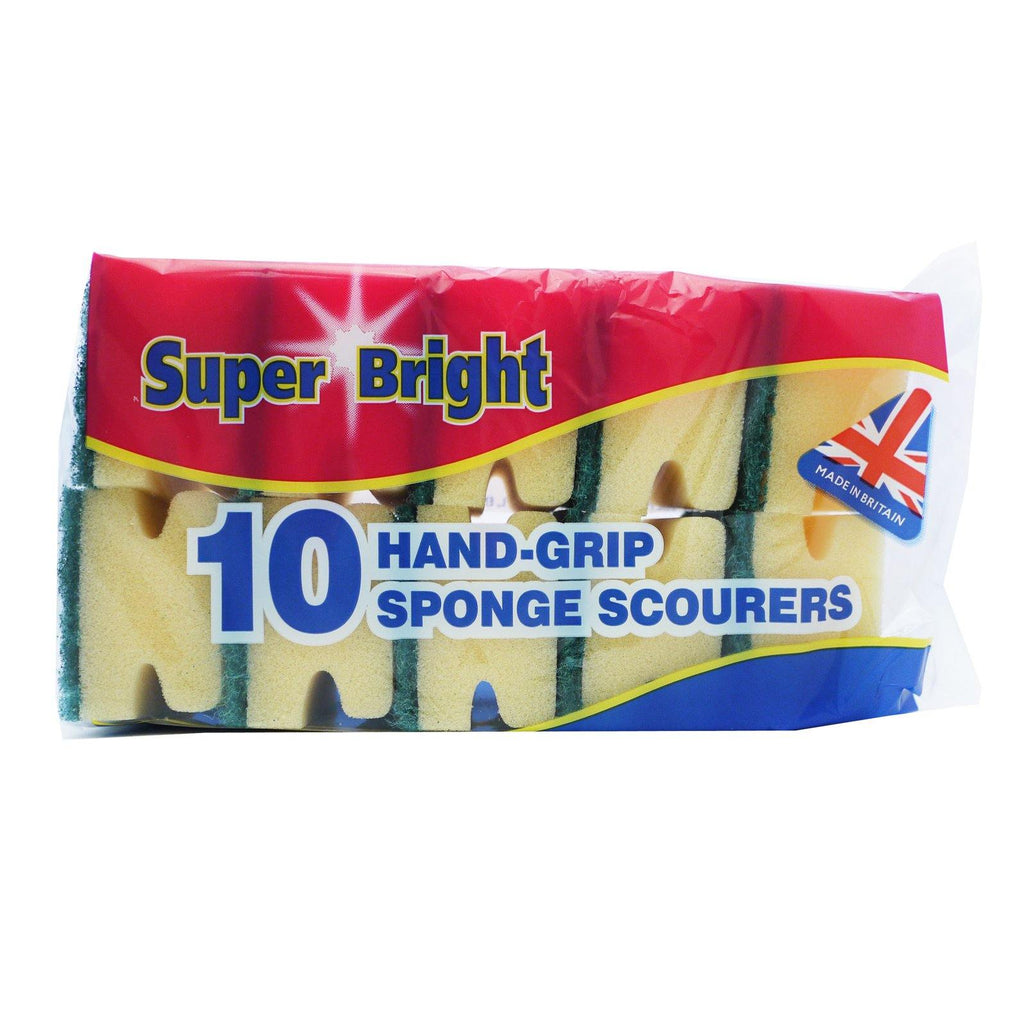 SUPER BRIGHT SPONGE SCOURER HANDY GRIP 10S