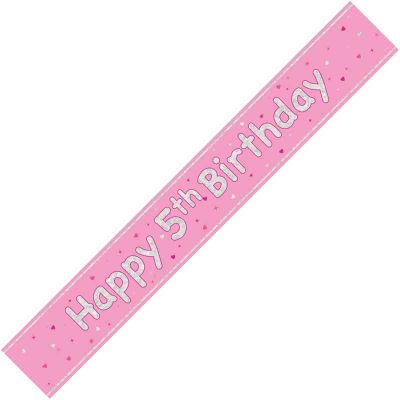 Unique Glitz Pink 5th Birthday Banner 9ft