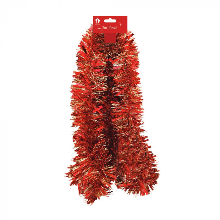 2m Christmas Chunky Tinsel - Red & Gold