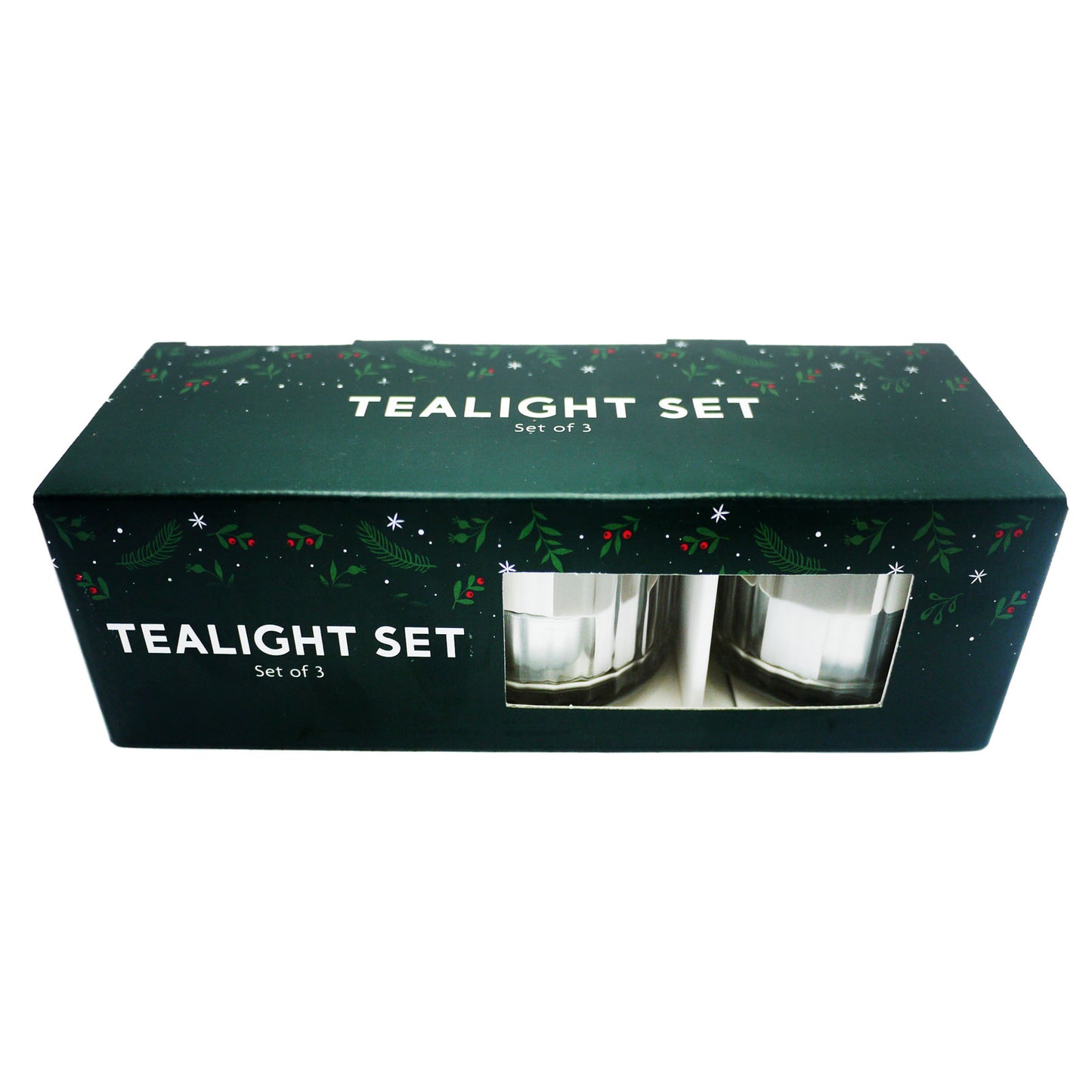 Set of 3 Premium Ribbed Glass Tealight Holders