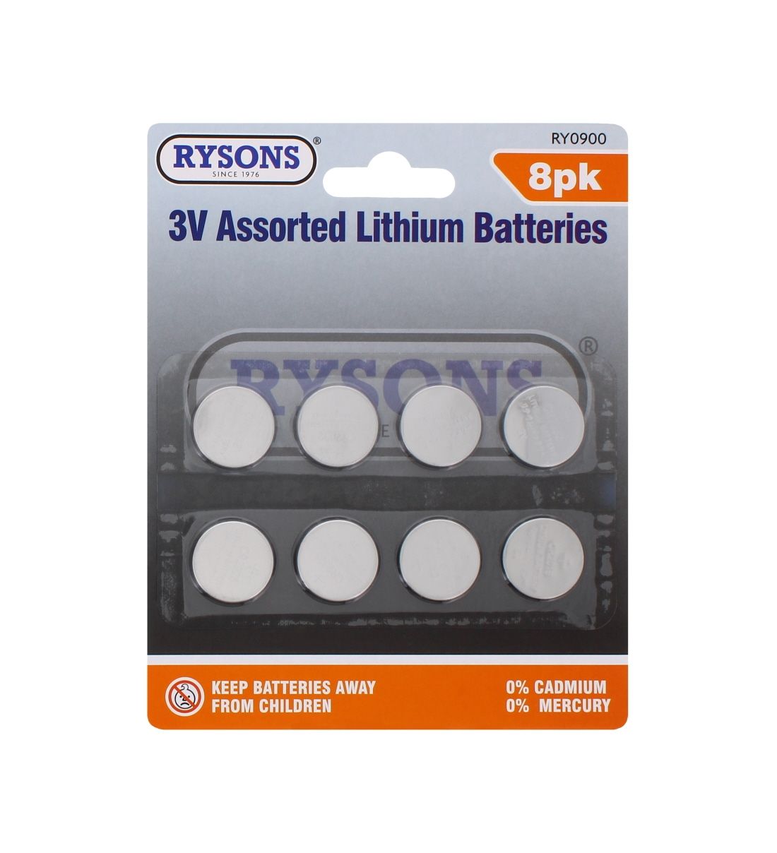 Rysons 3V Assorted Lithium Batteries 8 pack