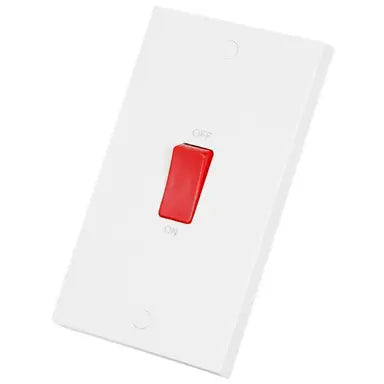 Cooker Switch Double Pole 45 Amp, Tall White