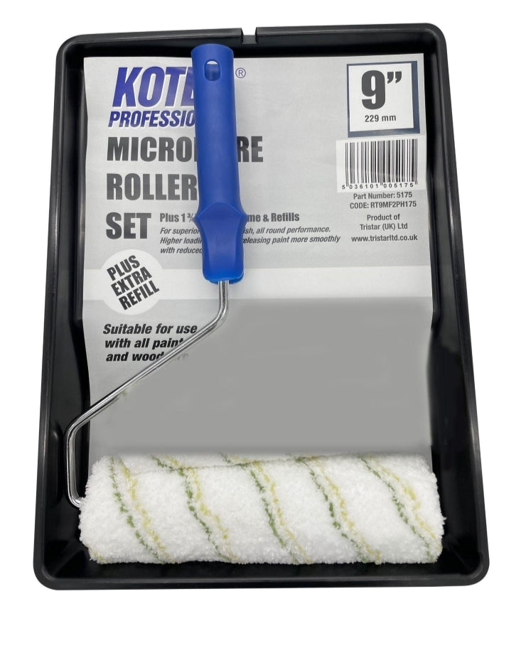 9"micro fibre roller set 1x9" tray/1x9" cage frame handle 1.75"/1x9" microfiber refill 1.75"