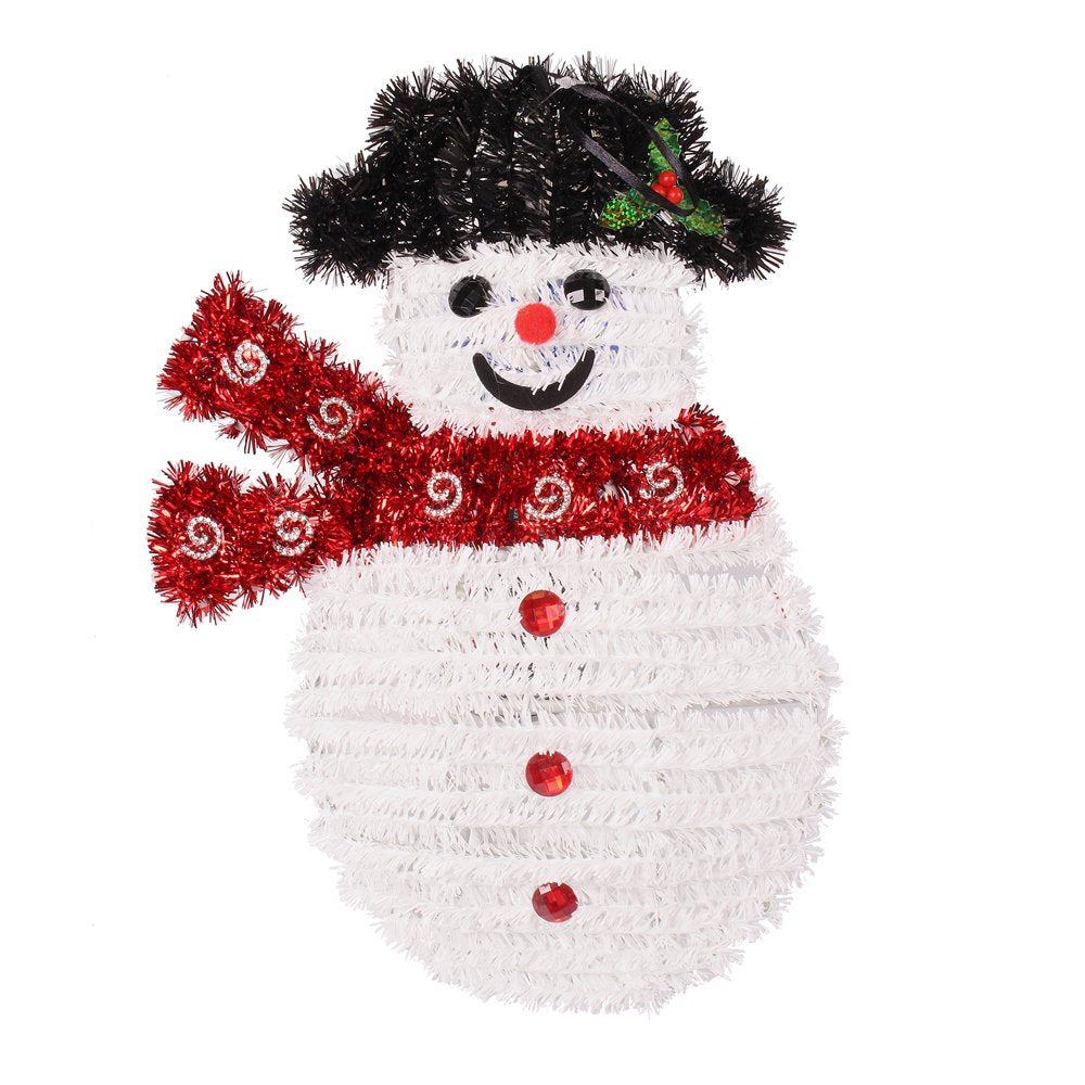 Christmas Tinsel Wall Plaque - Snowman