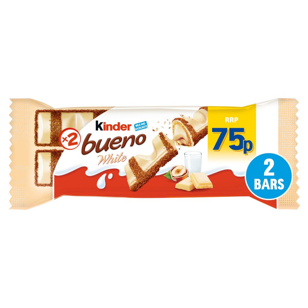 Kinder Milk and Hazelnuts Bueno White Bar 39g 85p PMP