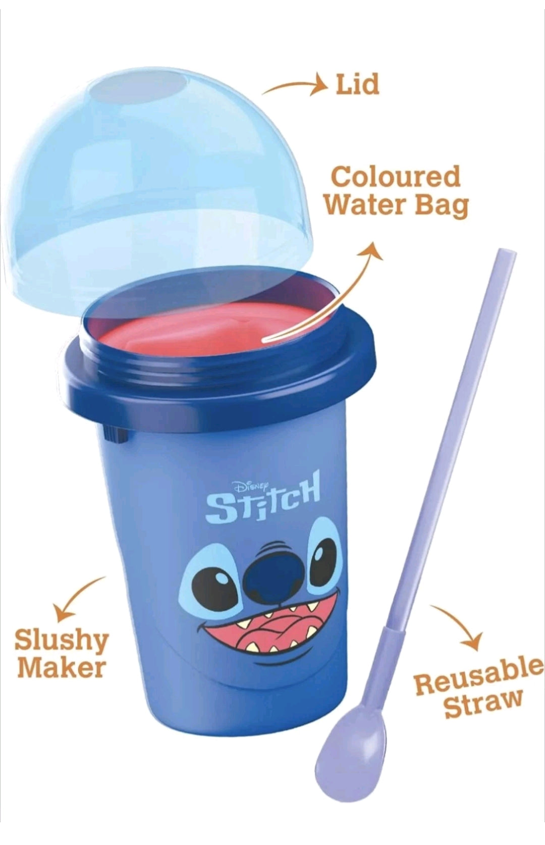 ChillFactor 08258 Gobelet presseur réutilisable Disney avec motif personnage Stitch