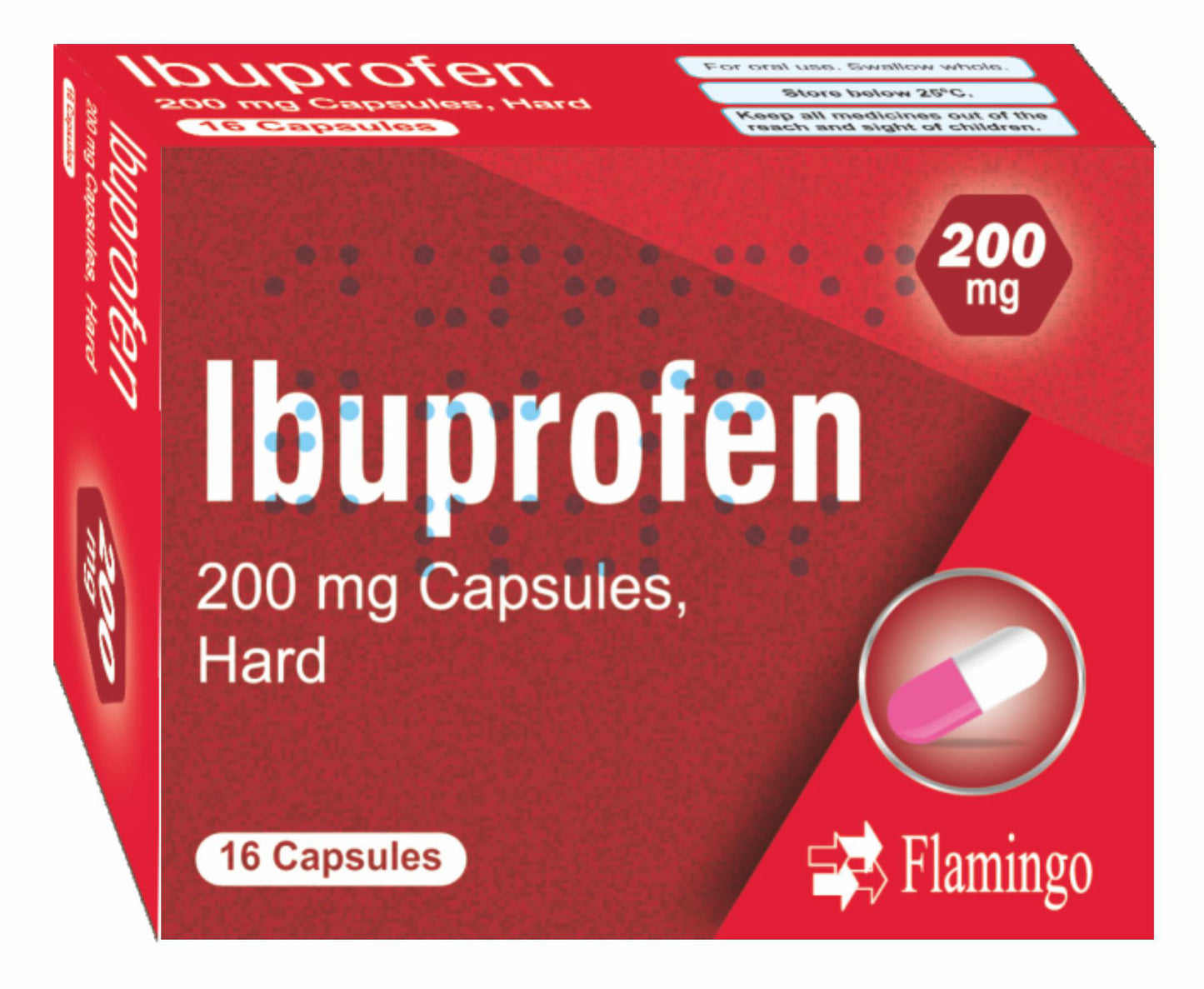 FLAMINGO IBUPROFEN 16 CAPSULES HARD 200MG