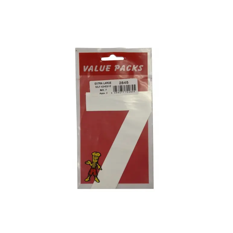 VALUE PACK NUMBER -7- EXTRA LARGE SELF ADHESIVE NUMBERS 2 PCS PER PACK