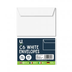 Enveloppes blanches C6, paquet de 40