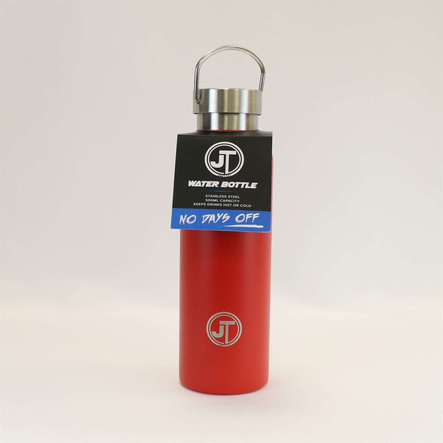 Bouteille d'eau JT Sports en acier inoxydable avec bouchon rouge 500 ml