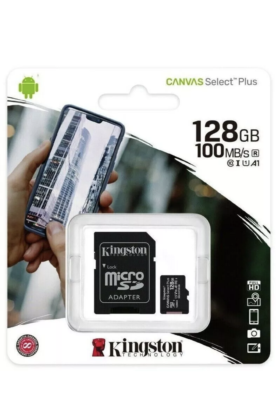 Kingston 128GB Micro SD XC Class 10 TF Memory Card + Adapter 128 GB