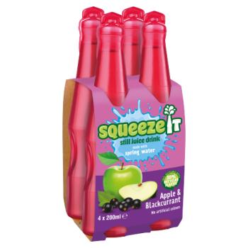 Boisson aux fruits plate Squeeze It Pomme et Cassis 4 x 200ml
