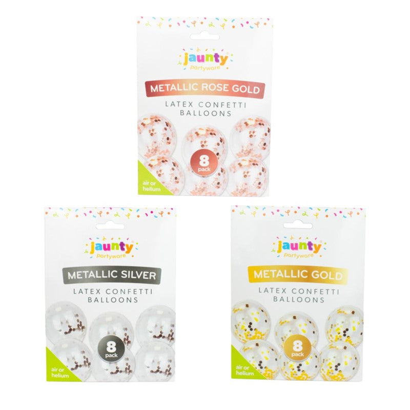 Jaunty 12" Latex Confetti Balloons 8pcs
