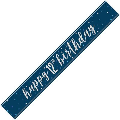 Glitz Blue 12th Birthday Banner