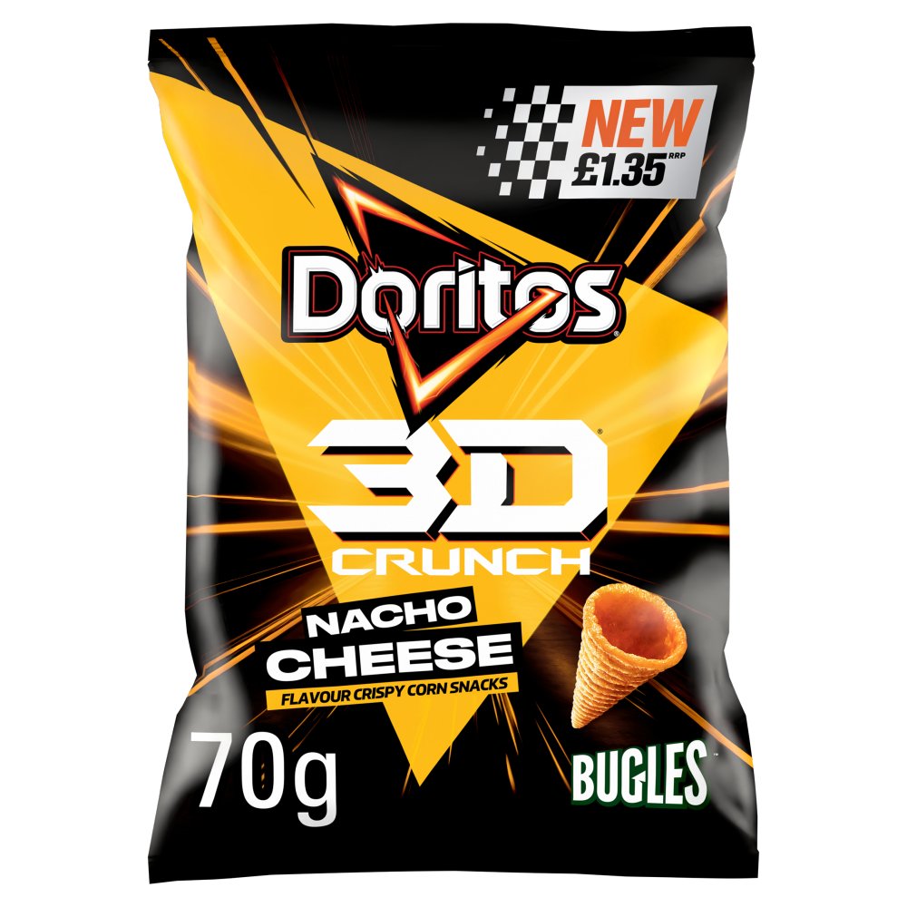 Doritos 3D Crunch Nacho Cheese Crisps 70g PMP RRP £1.35