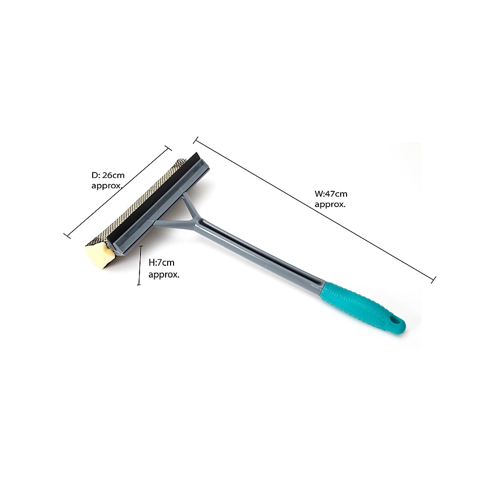JVL Car Care Cleaning Range, Window Squeegee with Sponge, Plastic and Rubber, Teal and Grey