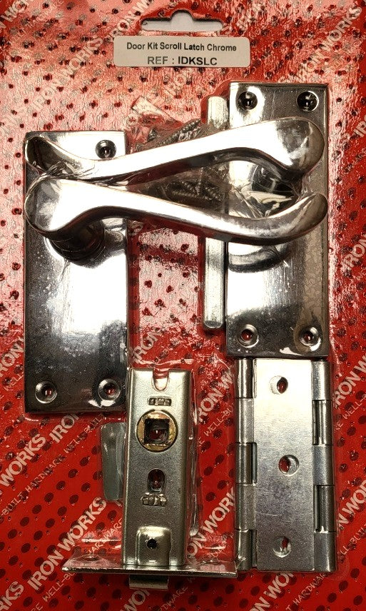 IDKSLC - Kit de porte Loquet à rouleau Chromé Victorien