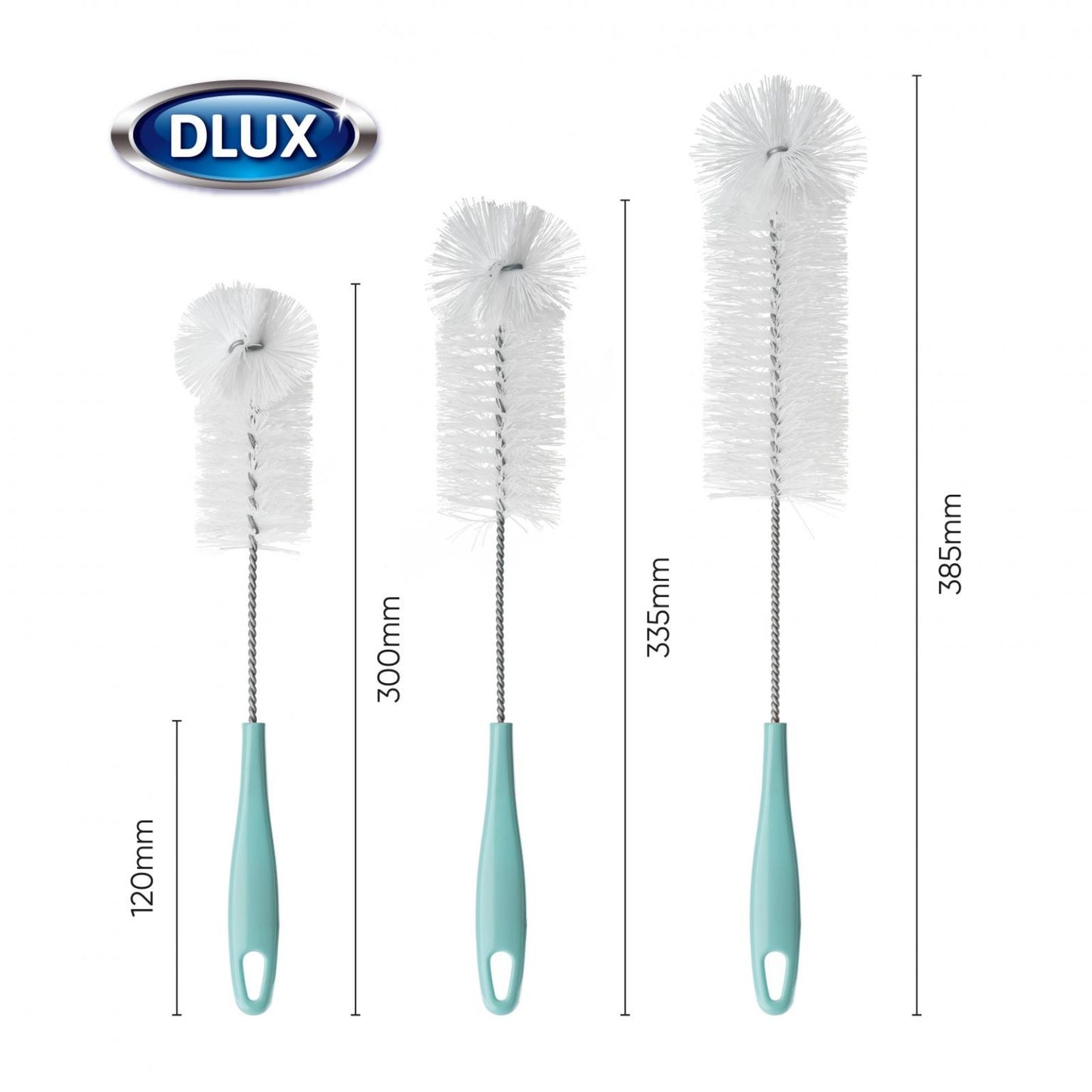 Dlux 3PK Bottle Brushes (1L,1/2L, 1/4L)