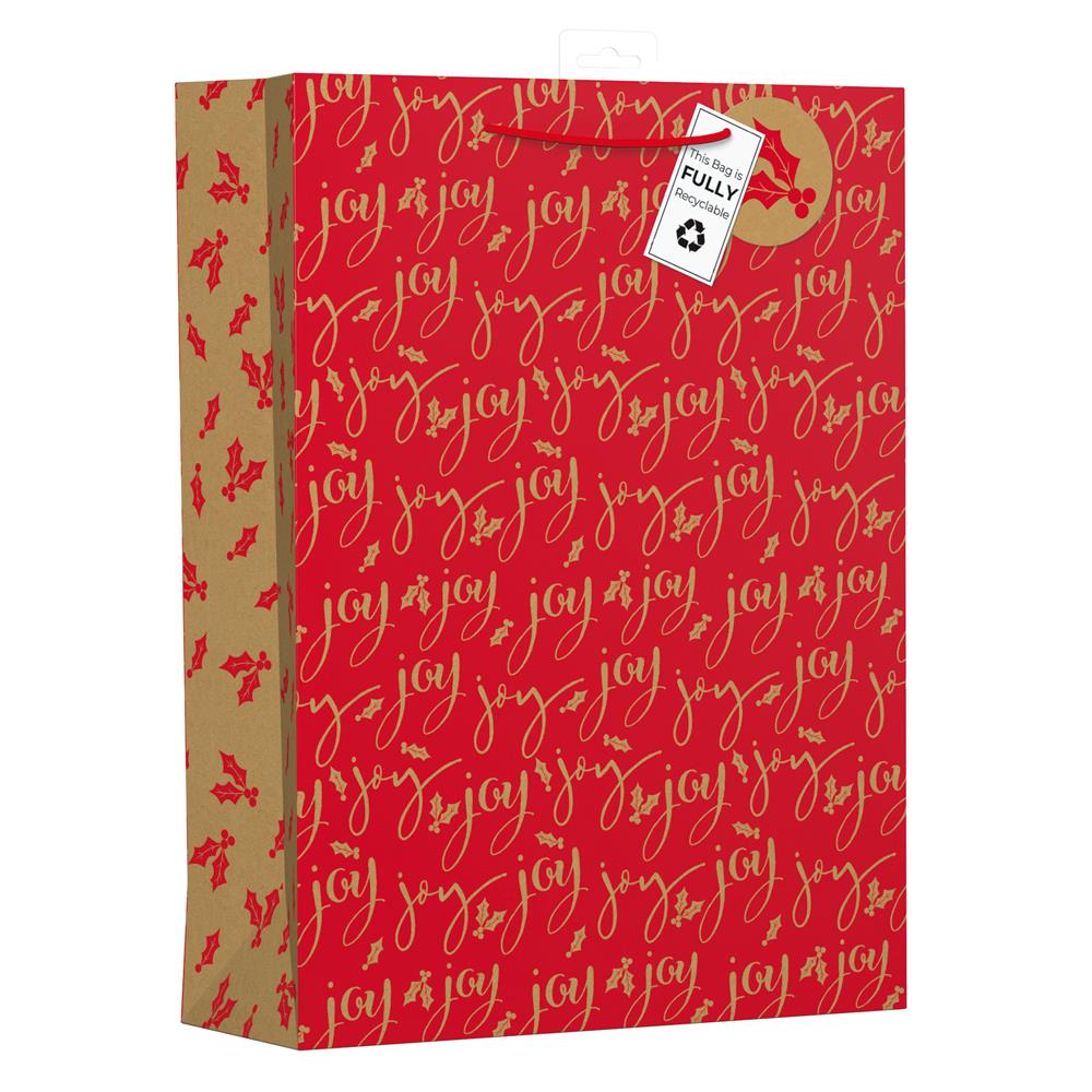 Christmas Red Kraft Text Large Bag