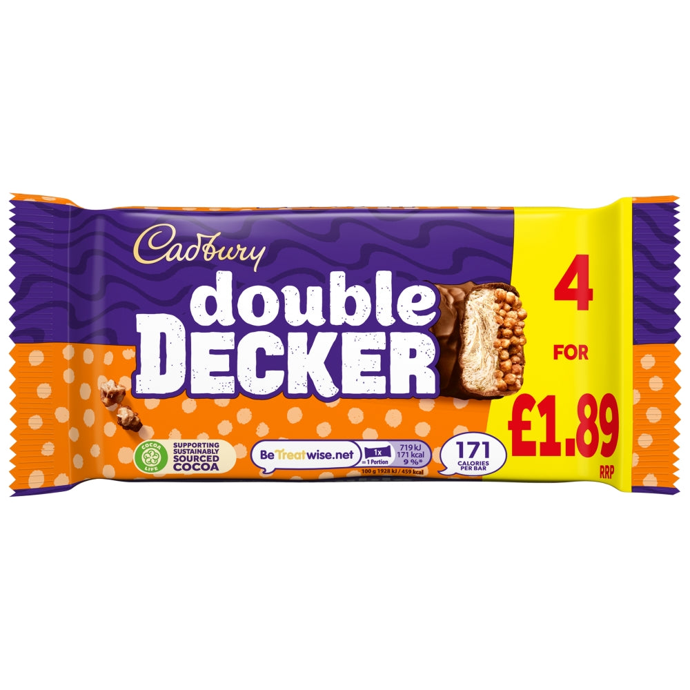 Cadbury Double Decker Chocolate Bar Pm £1.89 4x37.3g (149.2g)