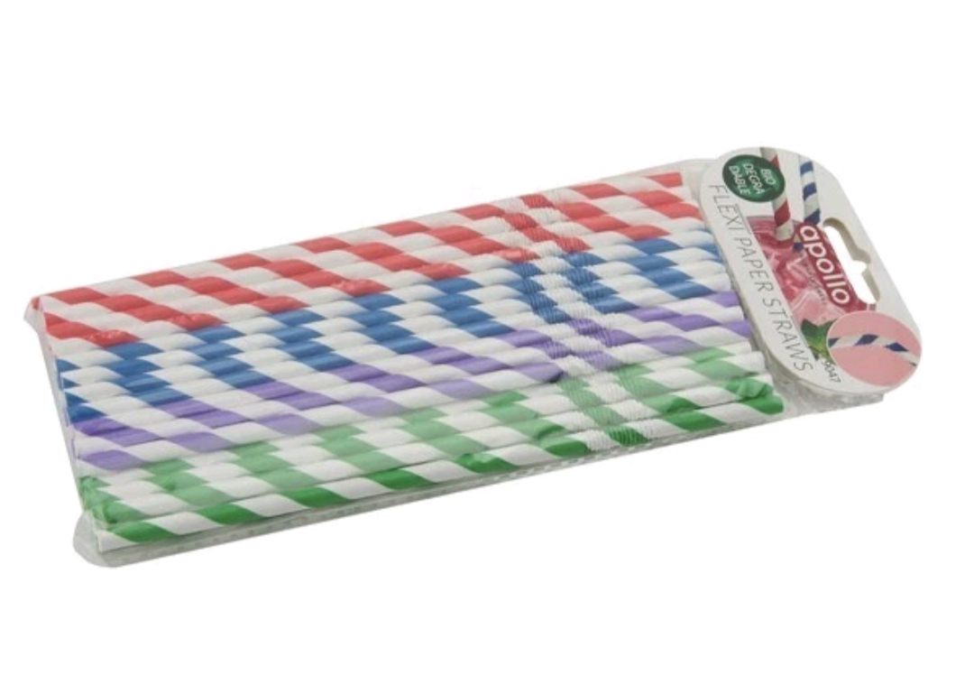 Apollo Flexi Paper Straws - 40 Pack