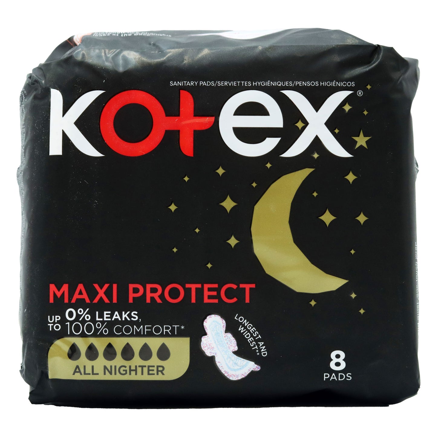 KOTEX MAXI PROTECT TOUTE LA NUIT 8 SERVIETTES
