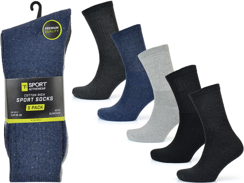 Chaussettes de sport riches en coton, lot de 5, qualité supérieure, pour activités sportives