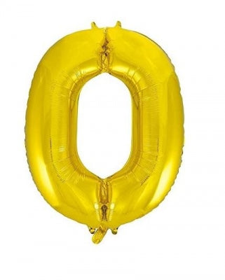 Unique Gold Number 0 Foil Balloon (34')
