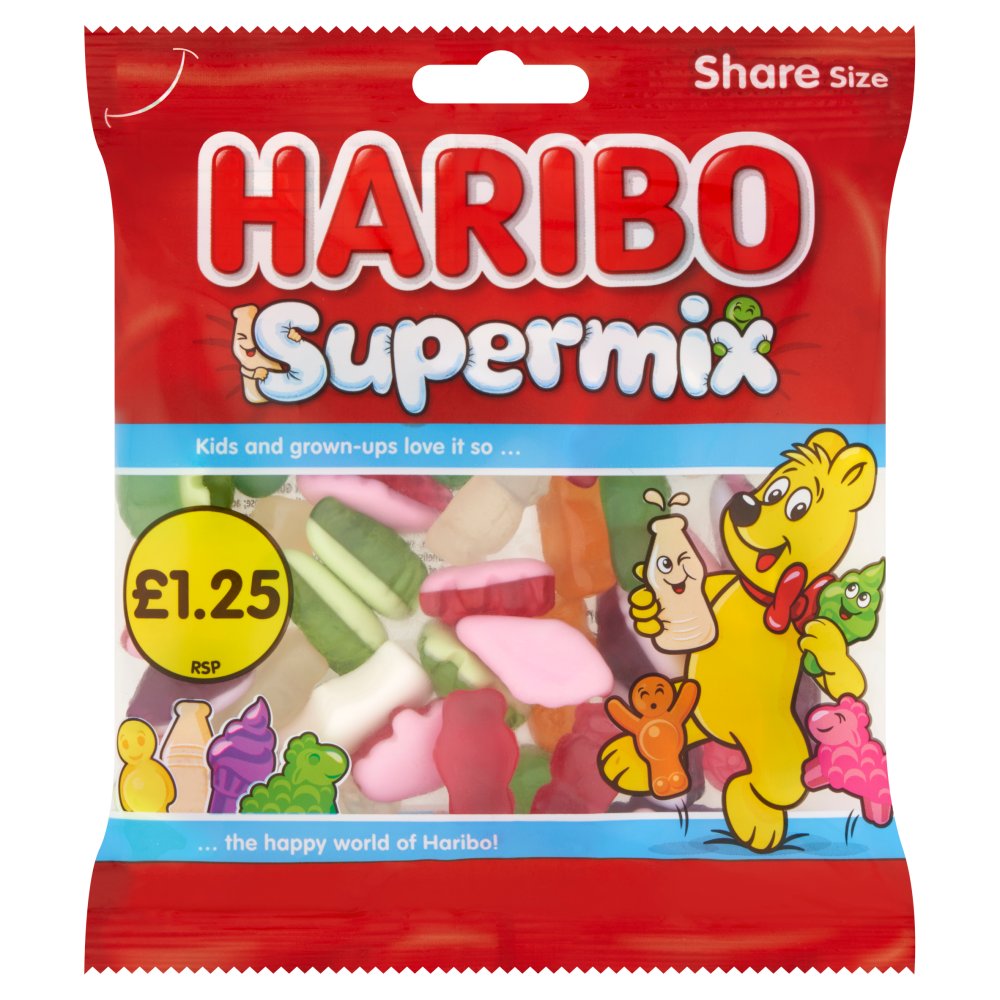 HARIBO Supermix Fruit & Milk Flavoured Jelly & Foam Sweets Sharing Bag 140g