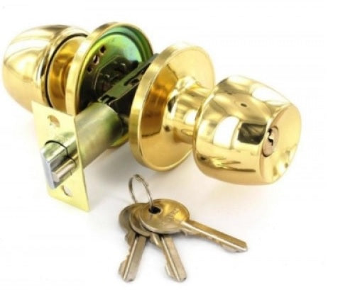IDKEKB - 60/70mm Entrance Lock KnobBrass 3 Keyed